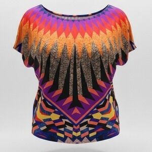 Bisou Bisou Michele Bohbot Women's Geometric‎ Blouse Career Office Chic